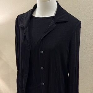Vtg 90s Slinky Black 2pc Blouse Set Top Size M Classic Goth Sexy Jacklyn Smith
